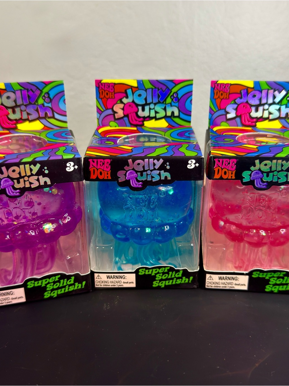 Needoh 3 PK Jellysquish BUNDLE - Glitter PURPLE + BLUE + PINK - Picture 5 of 15